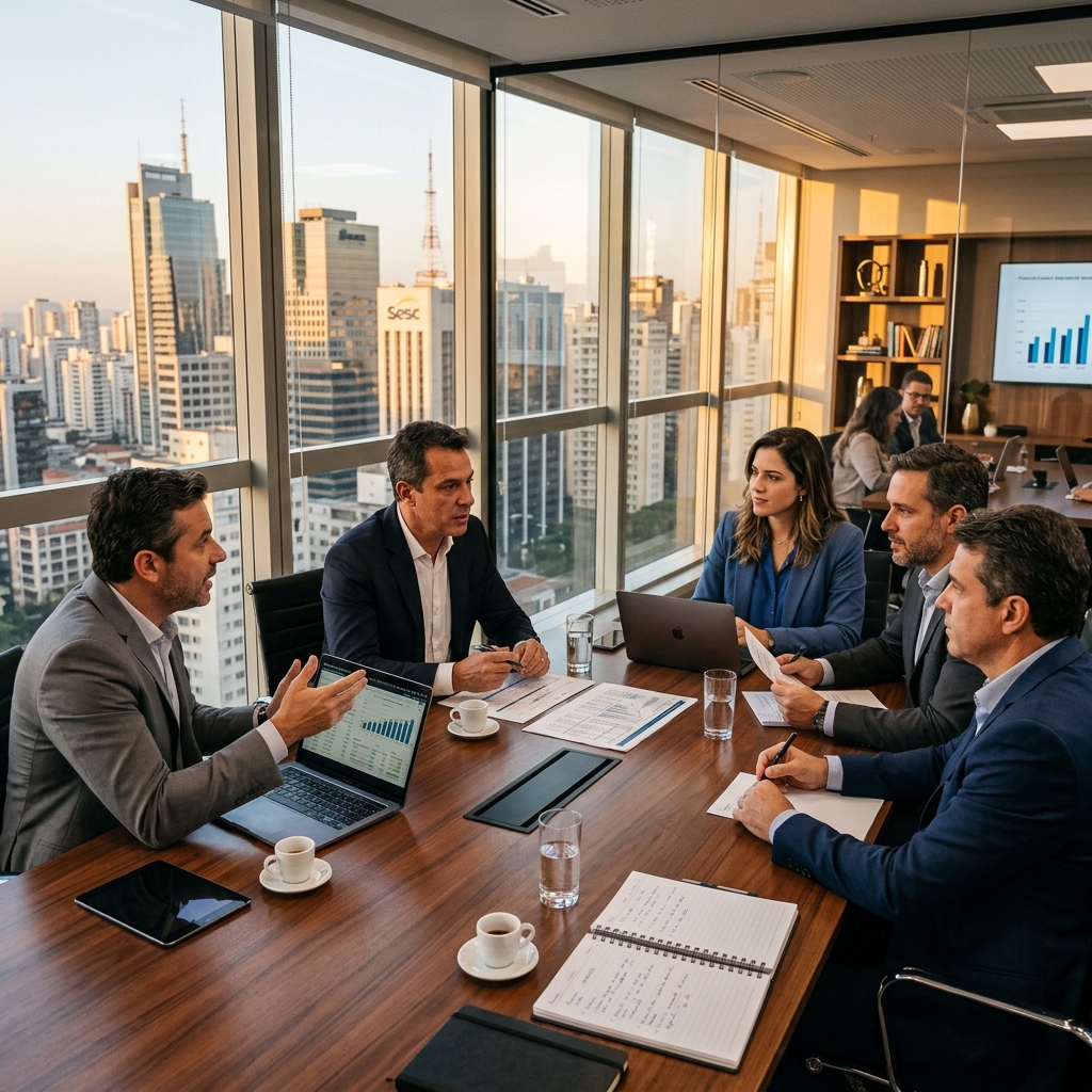 Equipe de consultoria financeira da Renovacob em São Paulo